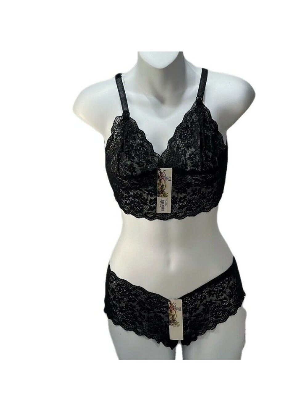Della Spiga Black Lace Lingerie Set By Fri-Cout